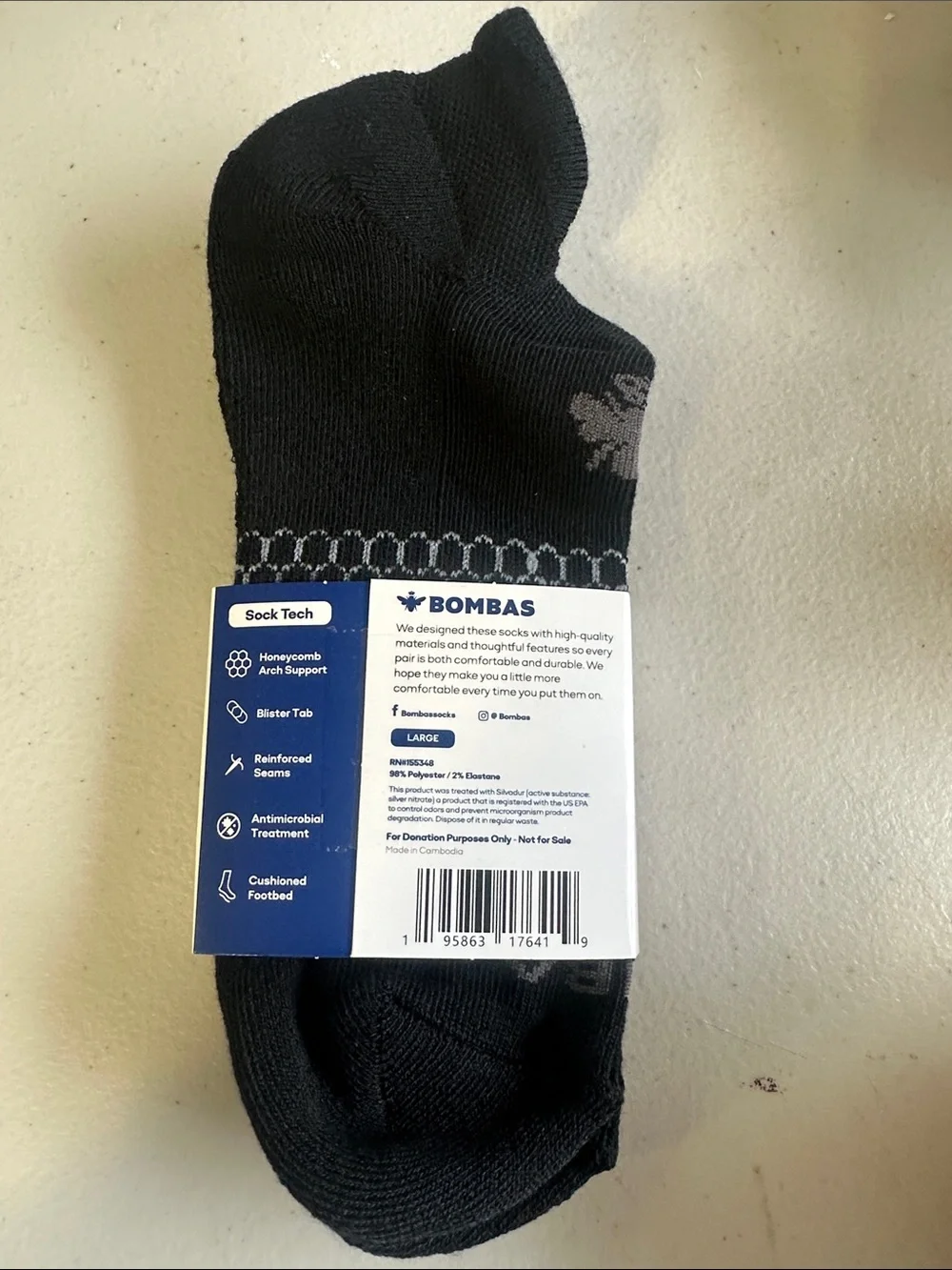 Bombas Black Low Rise Socks with Blue Logo Accent